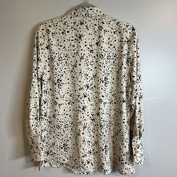 A New Day Women's Shirt Sleeve Satin Button-Down Leopard Spotted Size Small NEW - Picture 5 of 9